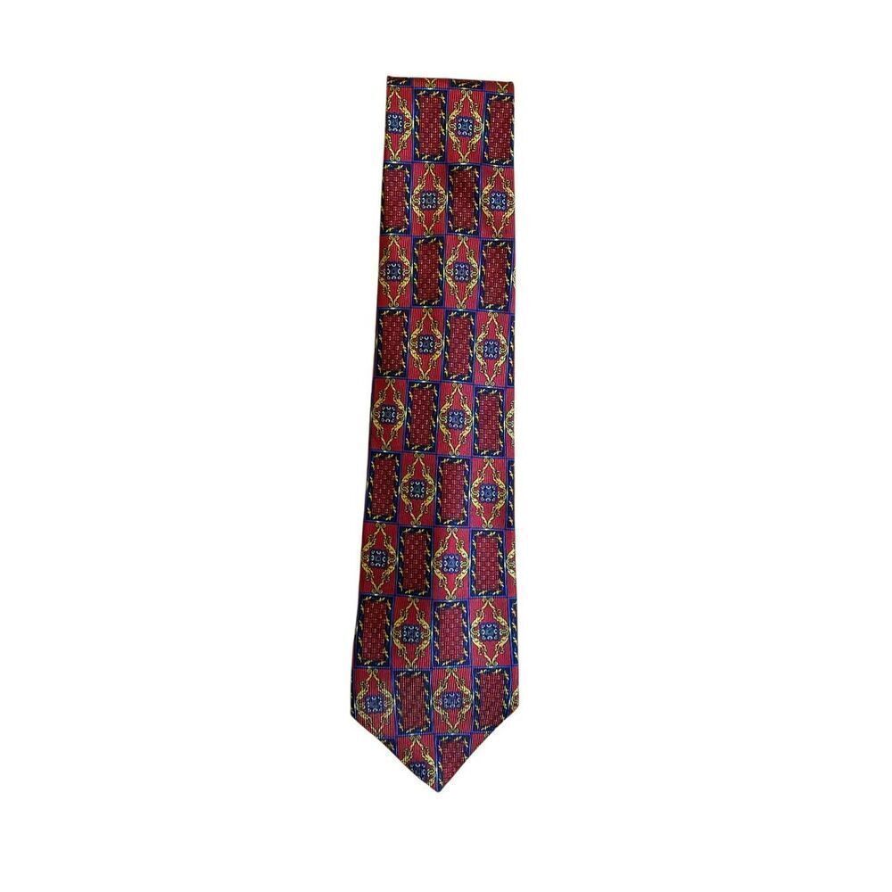 Zianetti men’s vintage burgundy, blue and gold 100% silk tie 57